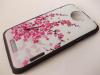 Луксозен заден предпазен капак / твърд гръб / за HTC One X - Peach blossom / с черен кант