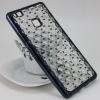 Силиконов калъф / гръб / TPU 3D за Huawei P9 Lite - прозрачен / звездички и коронки / тъмно сив кант