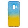 Луксозен силиконов калъф / гръб / TPU за Samsung Galaxy S9 G960 - призма / синьо и жълто / брокат