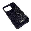 Луксозен твърд гръб Swarovski за Apple iPhone 15 (6.1) - черен / камъни