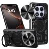 Удароустойчив гръб TPU кейс Slide Camera Case Magnetic Finger Ring Car Holder за Xiaomi Redmi Note 14 Pro Plus - черен