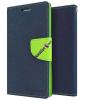 Луксозен кожен калъф Flip тефтер със стойка MERCURY Fancy Diary за Lenovo K6 - тъмно син със зелено