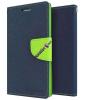 Луксозен кожен калъф Flip тефтер със стойка MERCURY Fancy Diary за Samsung Galaxy J3 / Galaxy J3 2016 J320 - тъмно син със зелено