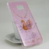 Луксозен силиконов калъф / гръб / TPU KINGXBAR с камъни Swarovski за Samsung Galaxy S7 Edge G935 - розов / лебед / брокат