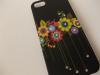 Луксозен заден предпазен твърд гръб / капак / с камъни за Apple iPhone 5 / iPhone 5S - черен с жълти цветя