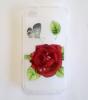 Силиконов калъф / гръб / TPU за Apple iPhone 4 / iPhone 4S - прозрачен с червена роза