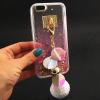 Луксозен твърд гръб с камъни за Apple iPhone 7 - прозрачен / розов брокат и звездички