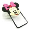 Силиконов калъф / гръб / TPU 3D с камъни за Apple iPhone 6 / iPhone 6S - прозрачен / Minnie Mouse / розова панделка