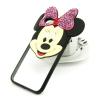 Силиконов калъф / гръб / TPU 3D с камъни за Apple iPhone 7 - прозрачен / Minnie Mouse / розова панделка