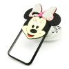 Силиконов калъф / гръб / TPU 3D с камъни за Apple iPhone 7 - прозрачен / Minnie Mouse / бяла панделка