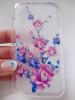 Силиконов калъф / гръб / TPU за Samsung Galaxy Ace S5830 - розови и лилави цветя / прозрачен