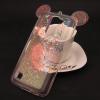Луксозен силиконов калъф / гръб / TPU 3D за LG K10 - прозрачен / оранжев брокат / миши ушички