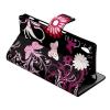 Кожен калъф Flip тефтер със стойка за Sony Xperia Z5 - черен / розови цветя и пеперуди
