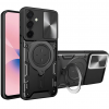 Удароустойчив твърд гръб / Кейс Defender Armor Ring Magnetic Holder lens cover Samsung Galaxy A57 - черен
