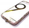 Луксозен метален бъмпер / Bumper за Apple iPhone 6 4.7" - розов / златен кант и камъни
