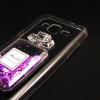 Луксозен силиконов калъф / гръб / TPU 3D за Samsung Galaxy J3 / Galaxy J3 2016 J320 - прозрачен / парфюм / лилави сърца