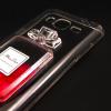 Луксозен силиконов калъф / гръб / TPU 3D за Samsung Galaxy J3 / Galaxy J3 2016 J320 - прозрачен / парфюм / розови сърца