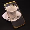Луксозен силиконов калъф / гръб / TPU за Samsung Galaxy S6 Edge G925 - прозрачен / златист кант