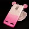 Луксозен силиконов калъф / гръб / TPU 3D за Huawei Mate 10 Lite - преливащ / розово и сиво / брокат / миши ушички / 2в1