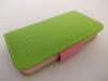Кожен калъф Flip тефтер ROCH със стойка за Apple iPhone 4 / iPhone 4S - зелено и розово
