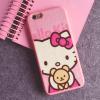 Твърд гръб за Apple iPhone 5 / 5S /  iPhone SE- розов / мече / Hello Kitty 