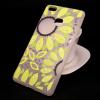 Луксозен силиконов калъф / гръб / TPU с камъни за Huawei P9 Lite - прозрачен / жълти цветя