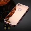 Луксозен алуминиев бъмпер с твърд гръб за Apple iPhone 5 / iPhone 5S / iPhone SE - Rose Gold / огледален