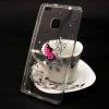 Луксозен силиконов калъф / гръб / TPU с камъни за Huawei P9 Lite - прозрачен / розова пеперуда