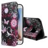 Кожен калъф Flip тефтер Flexi със стойка за Samsung Galaxy S6 G920 - черен / розови цветя и пеперуди