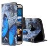 Кожен калъф Flip тефтер Flexi със стойка за HTC One M9 - сив / синя пеперуда