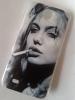 Заден предпазен твърд гръб / капак / за HTC Desire 300 - Smoking's Angelina Jolie