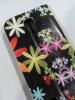 Кожен калъф Flip тефтер със стойка за Samsung Galaxy S4 Mini I9190 / I9192 / I9195 - черен / цветя