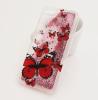Луксозен твърд гръб 3D Water Case за Huawei Y5 2018 - прозрачен / пеперуди / течен гръб с розов брокат