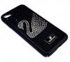 Луксозен твърд гръб Swarovski за Apple iPhone 7 / iPhone 8 - черен / камъни / Swan