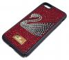 Луксозен твърд гръб Swarovski за Apple iPhone 7 / iPhone 8 - черен / червени камъни / Swan