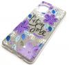 Силиконов калъф / гръб / TPU за Samsung Galaxy S10 Lite / A91 - сребрист брокат / лилави цветя / Put on Love