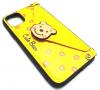 Луксозен силиконов гръб с джоб за Apple iPhone 6 / iPhone 7 / iPhone 8 / iPhone SE2 2020 - жълт / Cute Bear