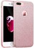 Луксозен силиконов гръб със стойка зa Apple iPhone 7 Plus - розов / брокат