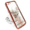 Луксозен силиконов калъф / гръб / TPU / Elegant с камъни за Apple iPhone 7 / iPhone 8 - прозрачен със Rose Gold кант / цвете / пеперуда