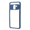 Луксозен силиконов калъф TPU за Samsung Galaxy A8 Plus 2018 A730 - прозрачен / син кант