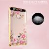 Луксозен силиконов калъф / гръб / TPU с камъни за Huawei Honor 8 Lite - прозрачен / розови цветя / златист кант