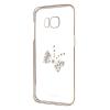 Луксозен твърд гръб X-FITTED Swarovski Diamond за Samsung Galaxy S7 G930 - прозрачен със златист кант / Crystal Royal Butte