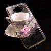 Луксозен силиконов калъф / гръб / TPU с камъни за Samsung Galaxy J7 2016 J710 - прозрачен / розова панделка / Victoria`s Secret