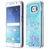 Луксозен твърд гръб 3D за Samsung Galaxy S6 G920 - прозрачен / син брокат / звездички