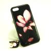 Луксозен твърд гръб със стойка за Apple iPhone 7 / iPhone 8  - черен / розово цвете