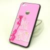 Луксозен стъклен твърд гръб със силиконов кант и камъни за Huawei P Smart - светло розов / The Pink Panther