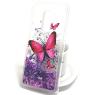 Луксозен твърд гръб 3D за Samsung Galaxy S9 G960 - прозрачен / пеперуди / лилав брокат