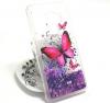Луксозен твърд гръб 3D за Samsung Galaxy S9 G960 - прозрачен / пеперуди / лилав брокат