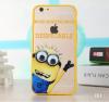 Твърд гръб / капак / със силиконов кант TPU Hybrid за Apple iPhone 6 / iPhone 6S - прозрачен / Minions with two eyes