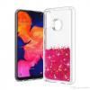 Луксозен твърд гръб 3D Water Case за Samsung Galaxy A40 - прозрачен / течен гръб с розов брокат